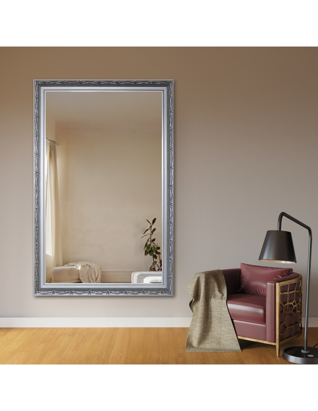 Lustro w ornamentowej srebrnej ramie – 8001001