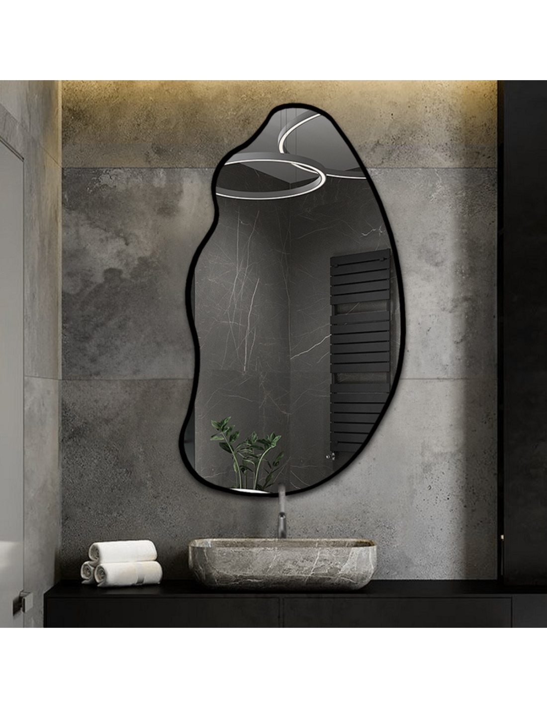 Lustro o organicznym kształcie w ramie – TOPAZ W RAMIE
