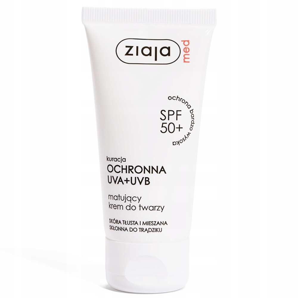 Ziaja Med Krem Do Twarzy SPF50+ Ochrona UVA+UVB Matujący Skóra Tłusta 50 ml