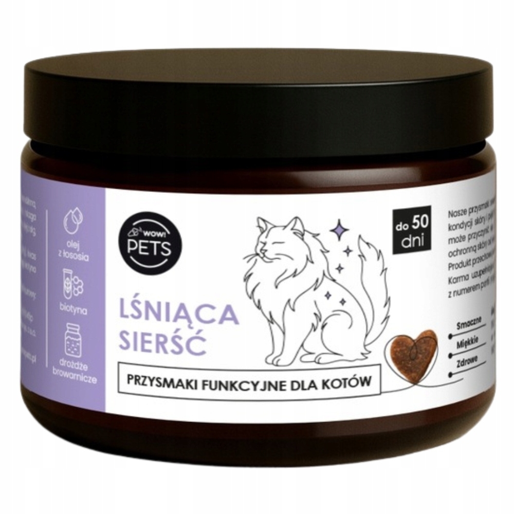Wow Pets Przysmaki Dla Kota Suplement Lśniąca Sierść Omega 3 Smaczki 100g