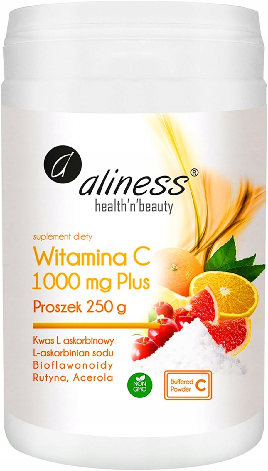 Aliness Witamina C 1000 mg Plus Suplement Kwas Askorbinowy w Proszku 250g