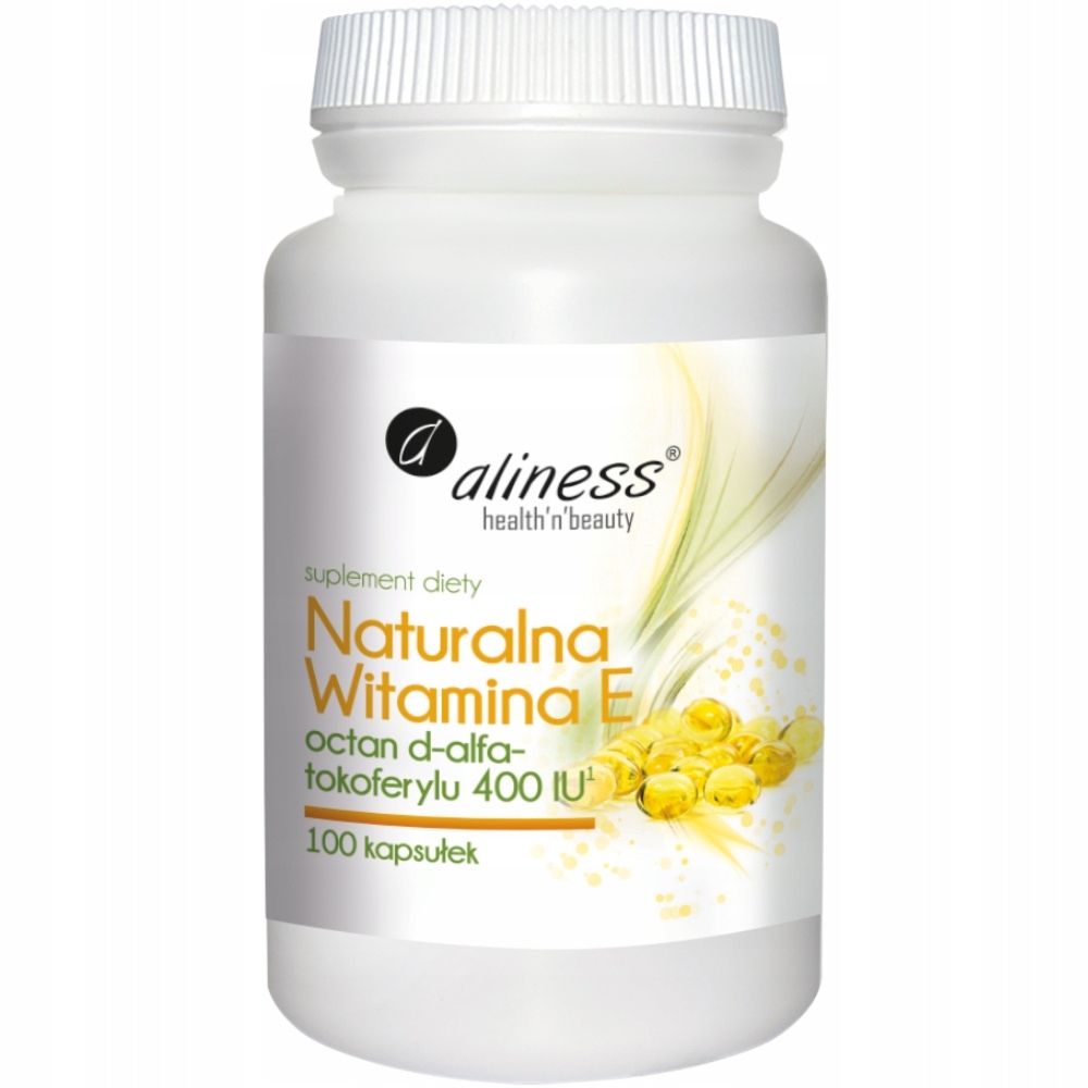 Aliness Naturalna Witamina E Suplement Diety Antyoksydant Skóra 100 Kaps