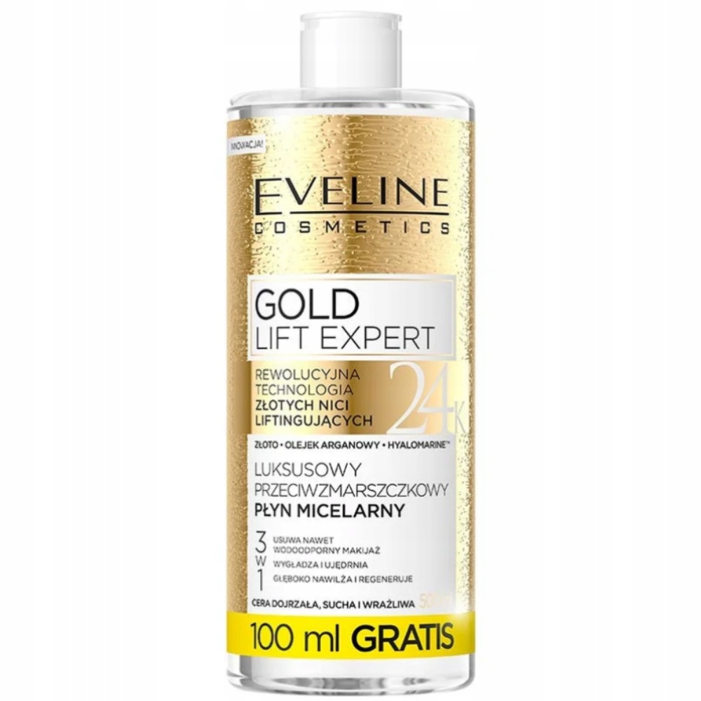 Eveline 24K Gold 5w1 Odmładzający Płyn Micelarny Dla Cery Dojrzałej 500ml
