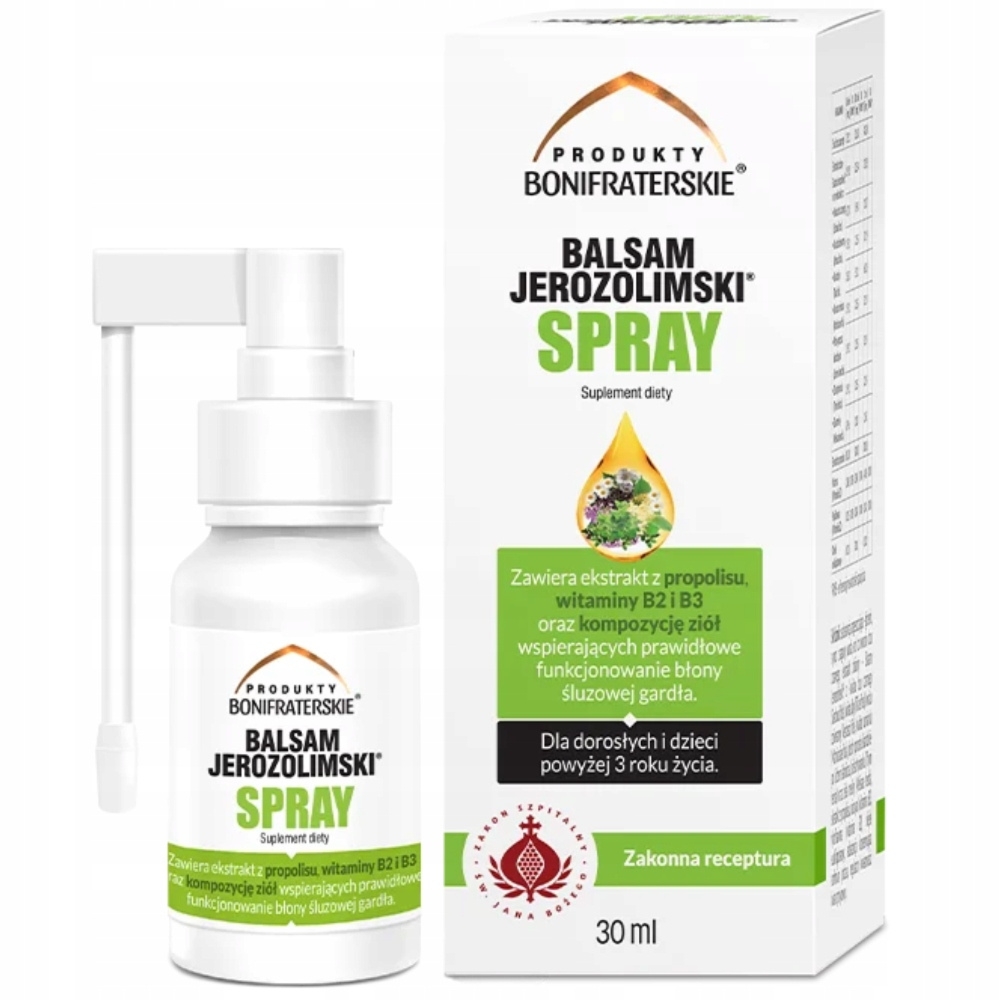 Bonifraterskie Balsam Jerozolimski Spray Na Gardło Propolis Eukaliptus 30ml