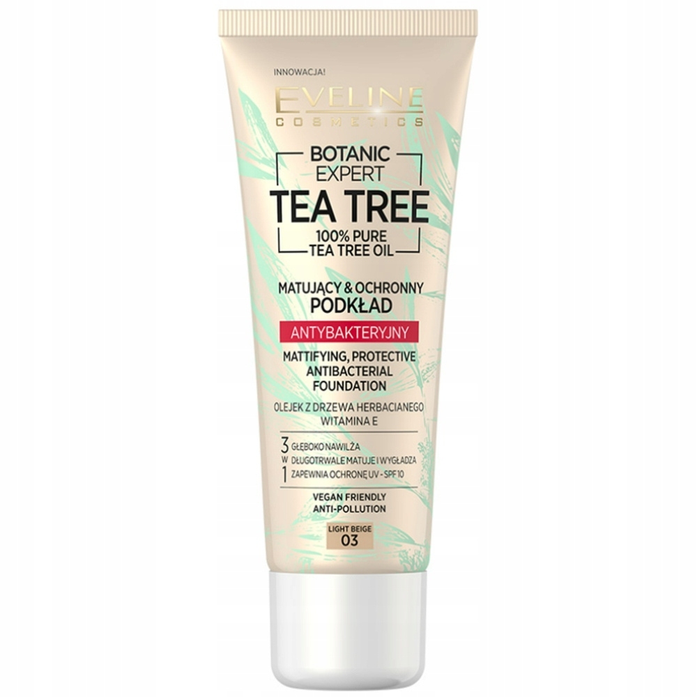 Eveline Tea Tree Matujący Podkład Antybakteryjny SPF10 03 Light Beige 30ml