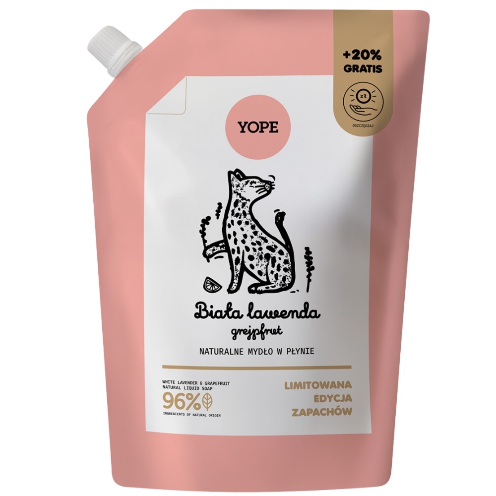 Yope Naturalne Mydło w Płynie Do Rąk Lawenda Grejpfrut Zapas Doypack 600ml
