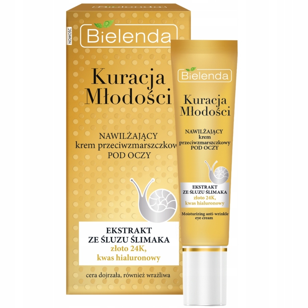 Bielenda Kuracja Młodości Nawilżający Krem Pod Oczy Śluz Ślimaka 15ml