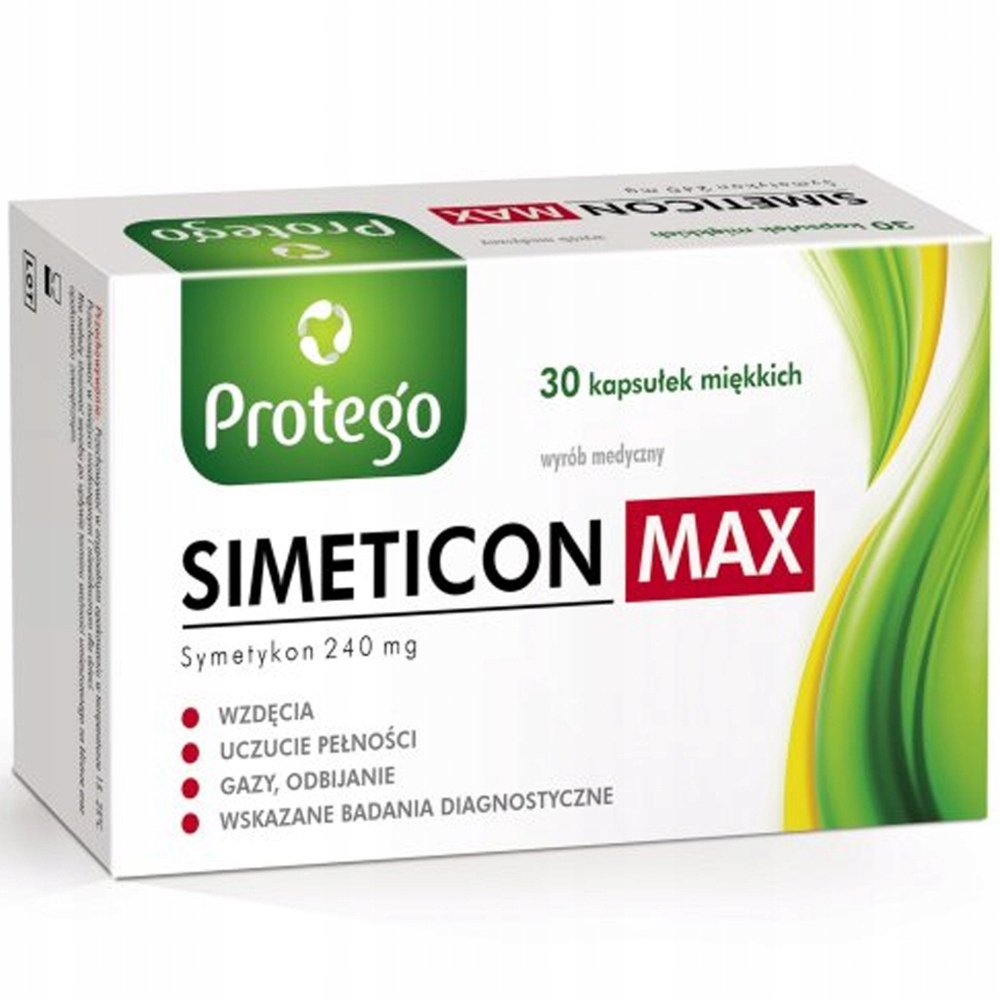 Protego Simeticon MAX Suplement Diety Uczucie Pełności Wzdęcia 30 Kapsułek