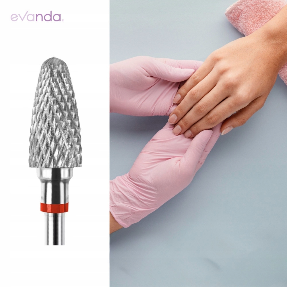 Karbidowy Frez Do Paznokci Hybryd Żelu Manicure Pedicure Czerwony Stożek F