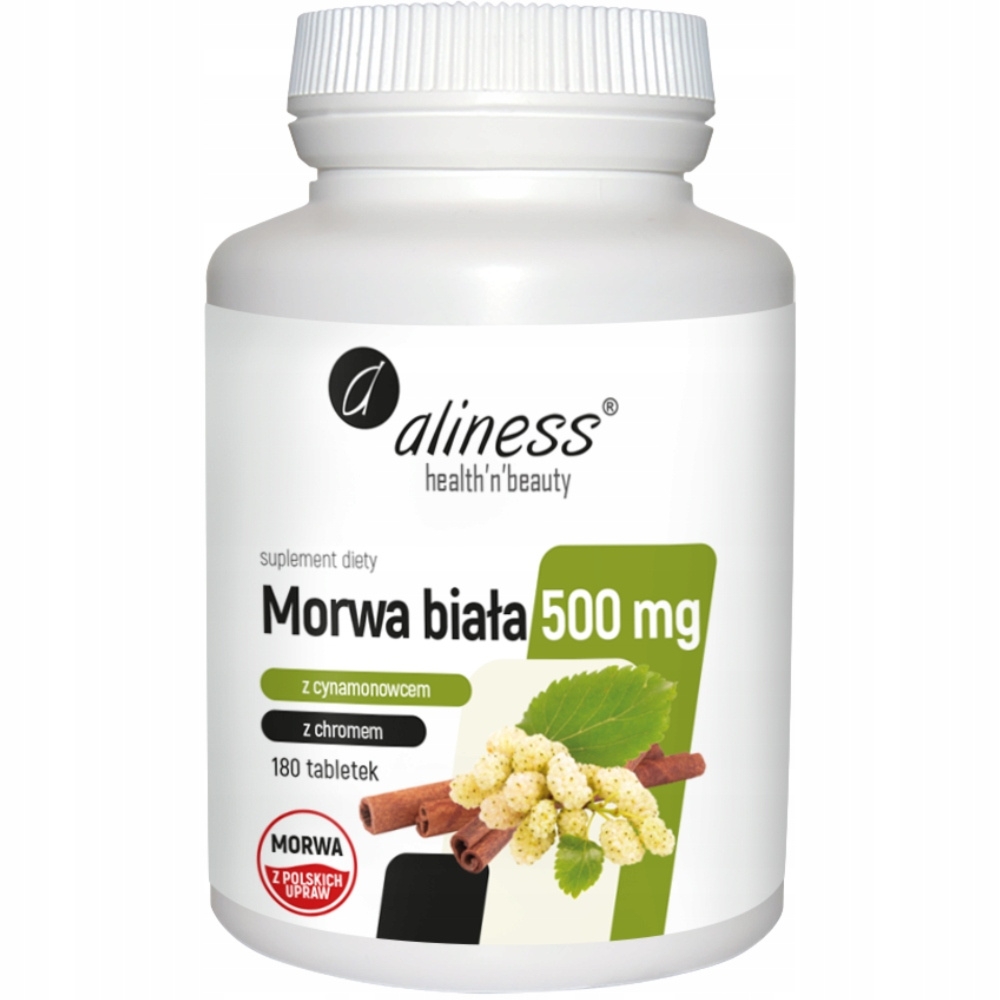 Aliness Morwa Biała 500mg Chrom Suplement Odchudzanie Metabolizm 180 Tabl