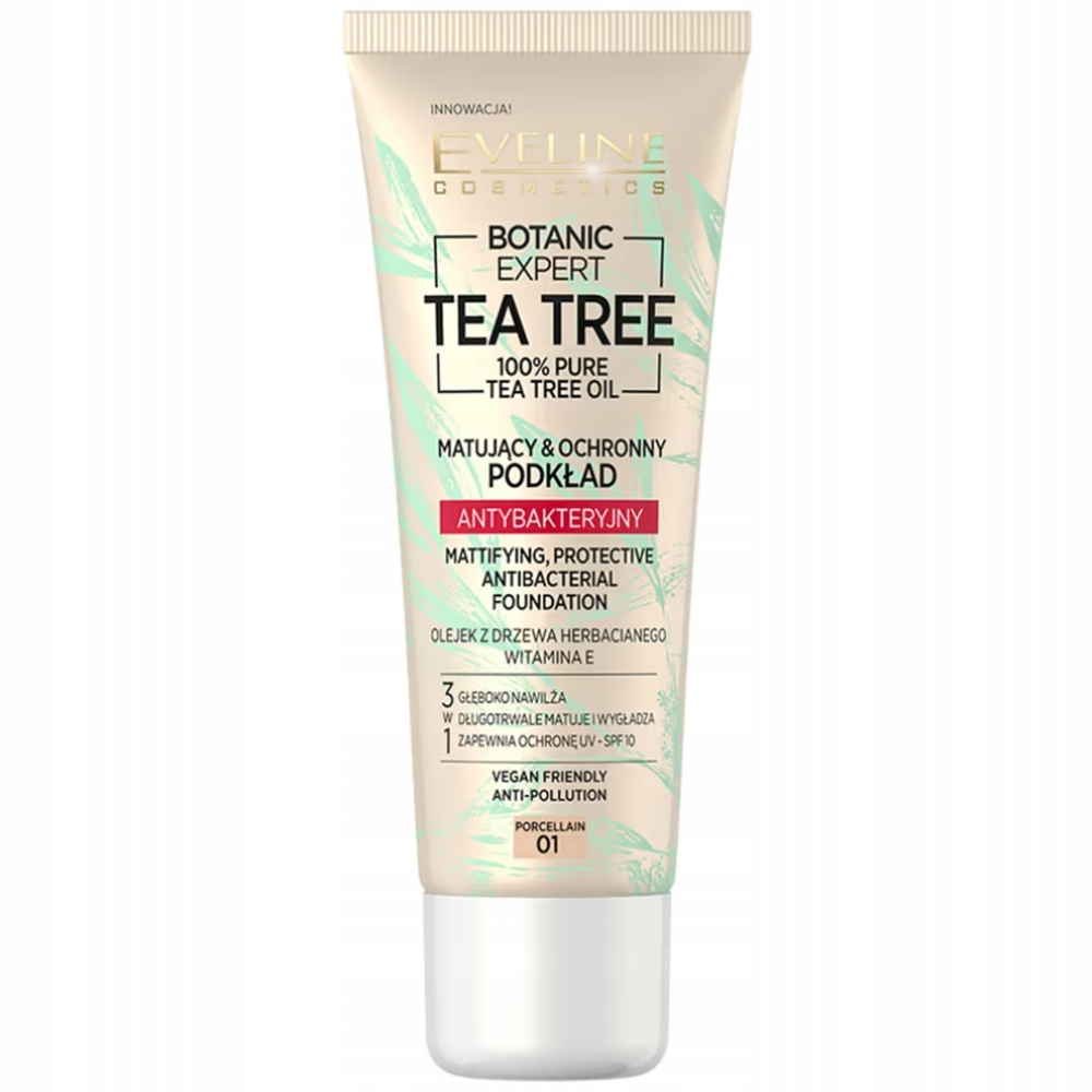 Eveline Tea Tree Matujący Podkład Antybakteryjny SPF10 01 Porcelain 30ml
