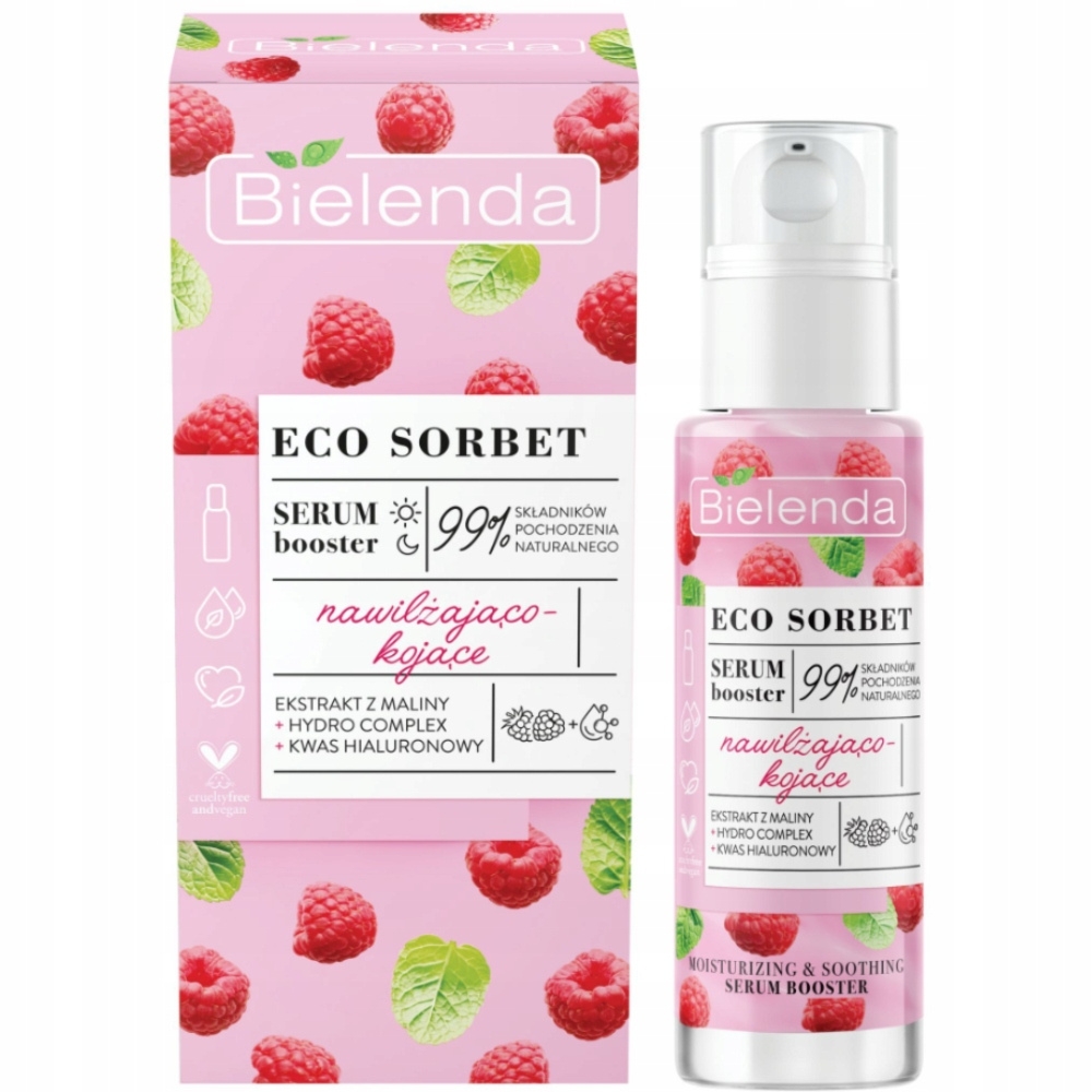 Bielenda Eco Sorbet Serum Booster Nawilżająco Kojące Malina Hialuron 30ml