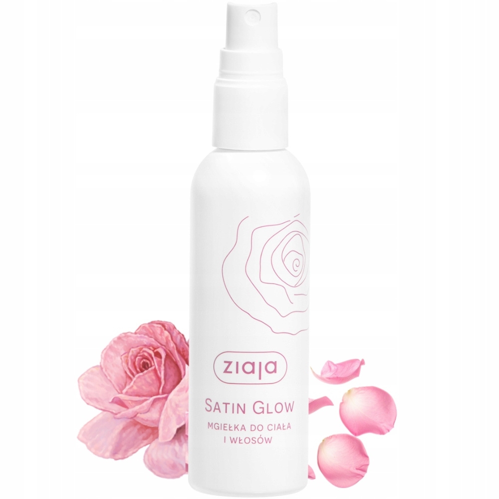 Ziaja Satin Glow Pielęgnująca Mgiełka Do Twarzy i Ciała Płatki Róży 90ml