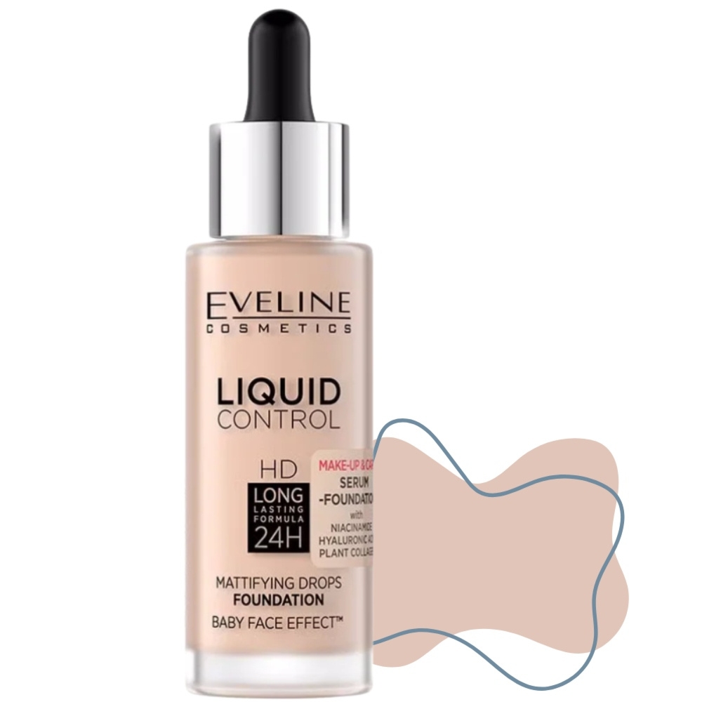 Eveline Podkład Do Twrazy HD Liquid Control w Dropperze 015 Light Vanilla