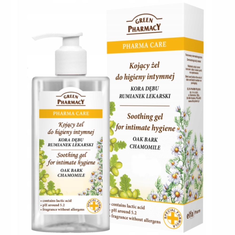Green Pharmacy Kojący Żel Do Higieny Intymnej Kora Dębu Rumianek 300ml