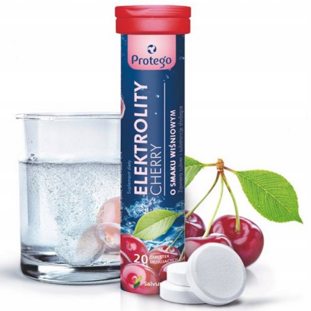 Protego Elektrolity Cherry Suplement Diety Wiśnia 20 Tabletek Musujących