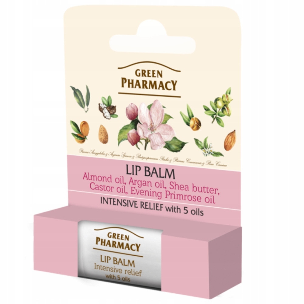 Green Pharmacy Zmiękczający Balsam Pomadka Do Ust 5 Olejków Wit E SPF 10