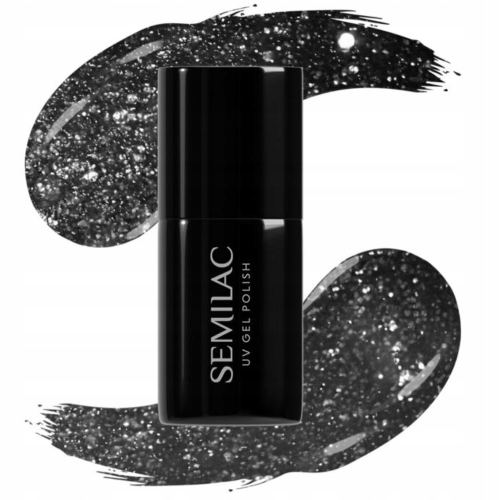 Semilac Lakier Hybrydowy Do Paznokci Black Opal A705 Czerń Z Drobinkami 7ml