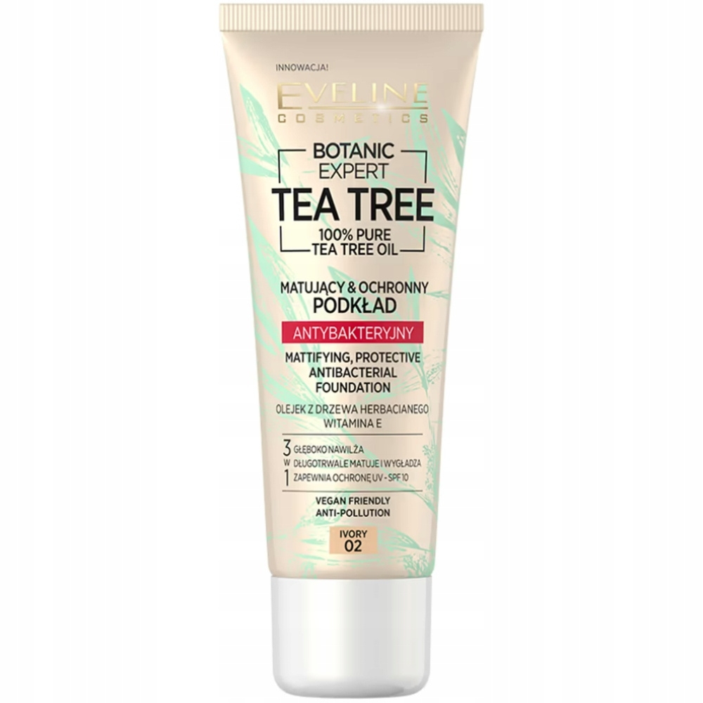 Eveline Tea Tree Matujący Podkład Antybakteryjny SPF10 02 Ivory 30ml