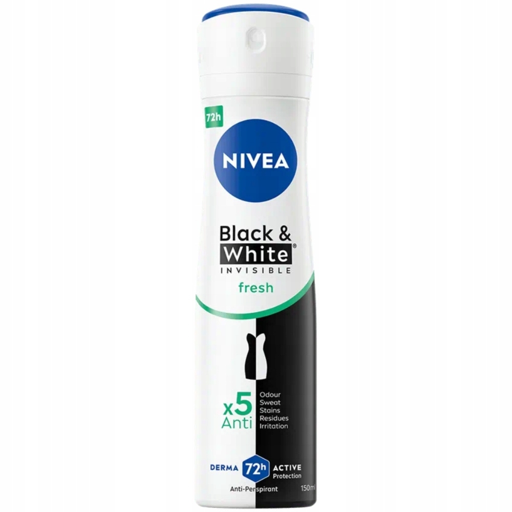 Nivea Black White Invisible Fresh 72H Antyperspirant Damski w Sprayu 150ml