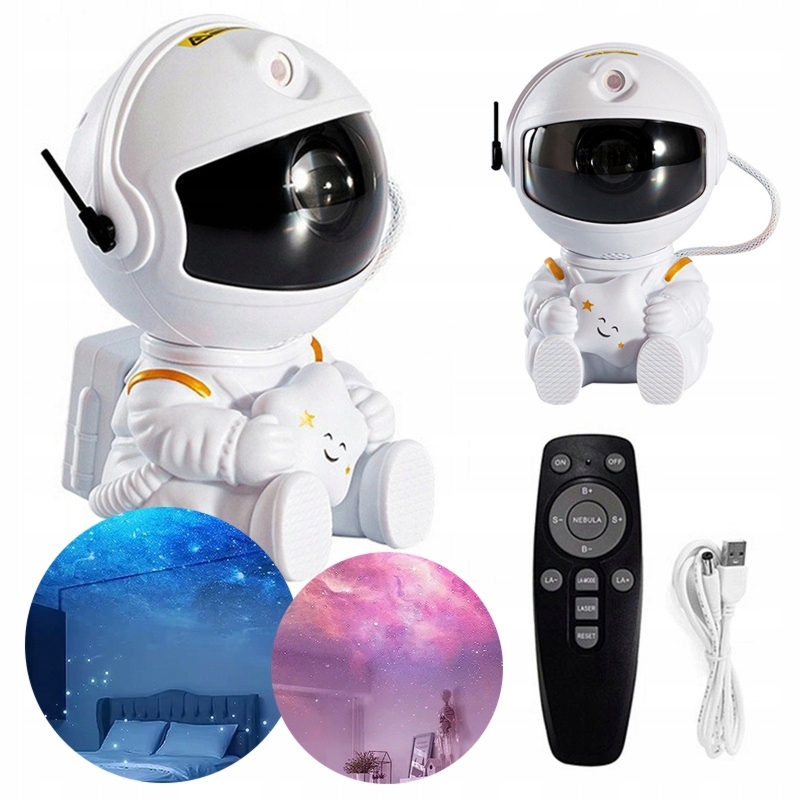 Projektor Rzutnik Gwiazd Nieba Mini LED Astronauta Lampka Nocna Dla Dzieci