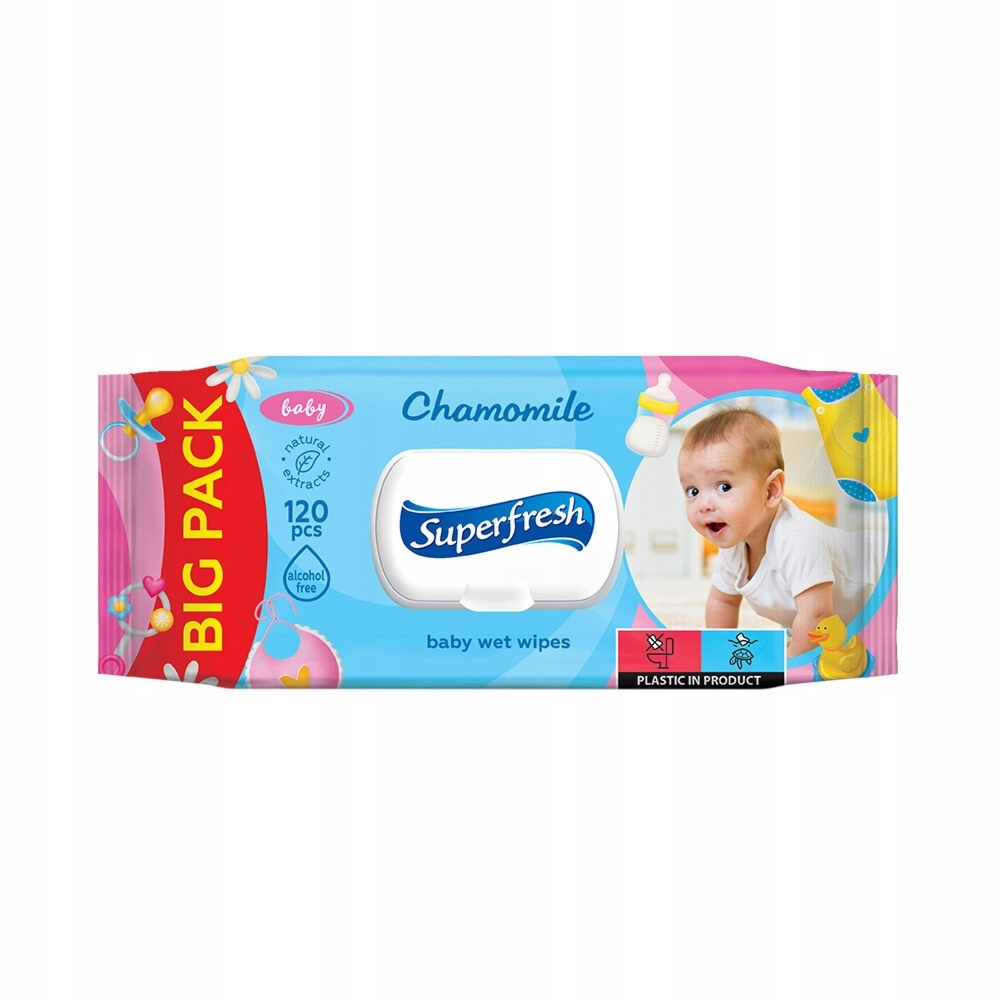 SuperFresh Uniwersalne Chusteczki Nawilżane Dla Dzieci Karton 9 x 120 szt