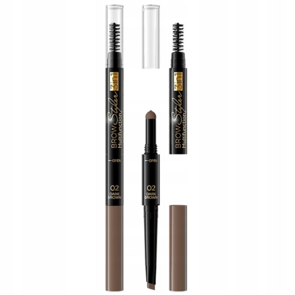 Eveline Brow Styler Kredka Do Brwi z Gąbeczką Szczoteczką 02  Dark Brown