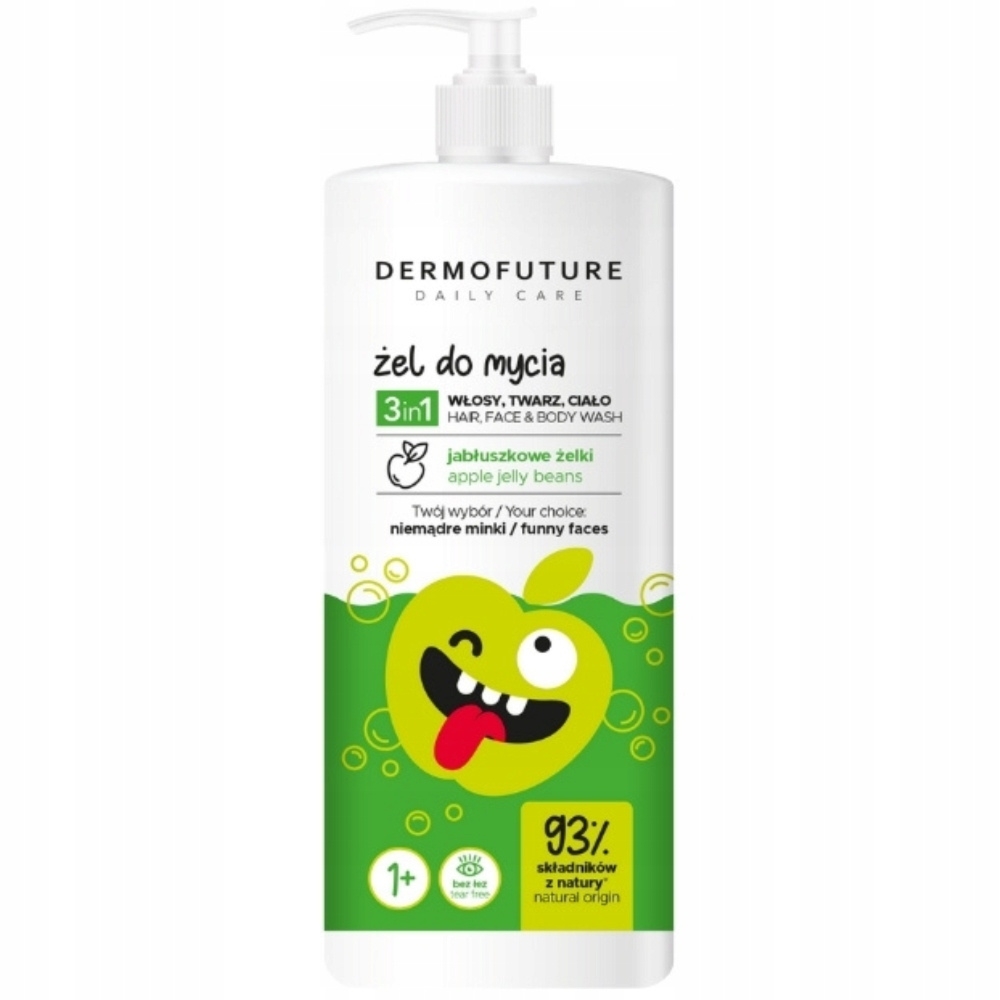 DermoFuture 3w1 Nawilżający Żel Do Mycia Dla Dzieci 1+ Jabłuszkowy 500ml