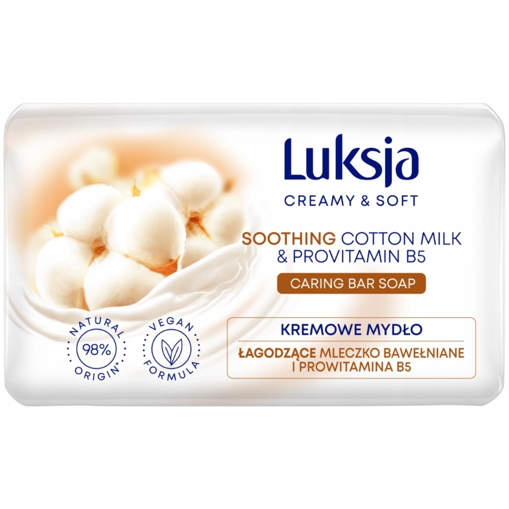 Luksja Creamy Soft Kremowe Mydło w Kostce Do Rąk Łagodzące Bawełniane 90g