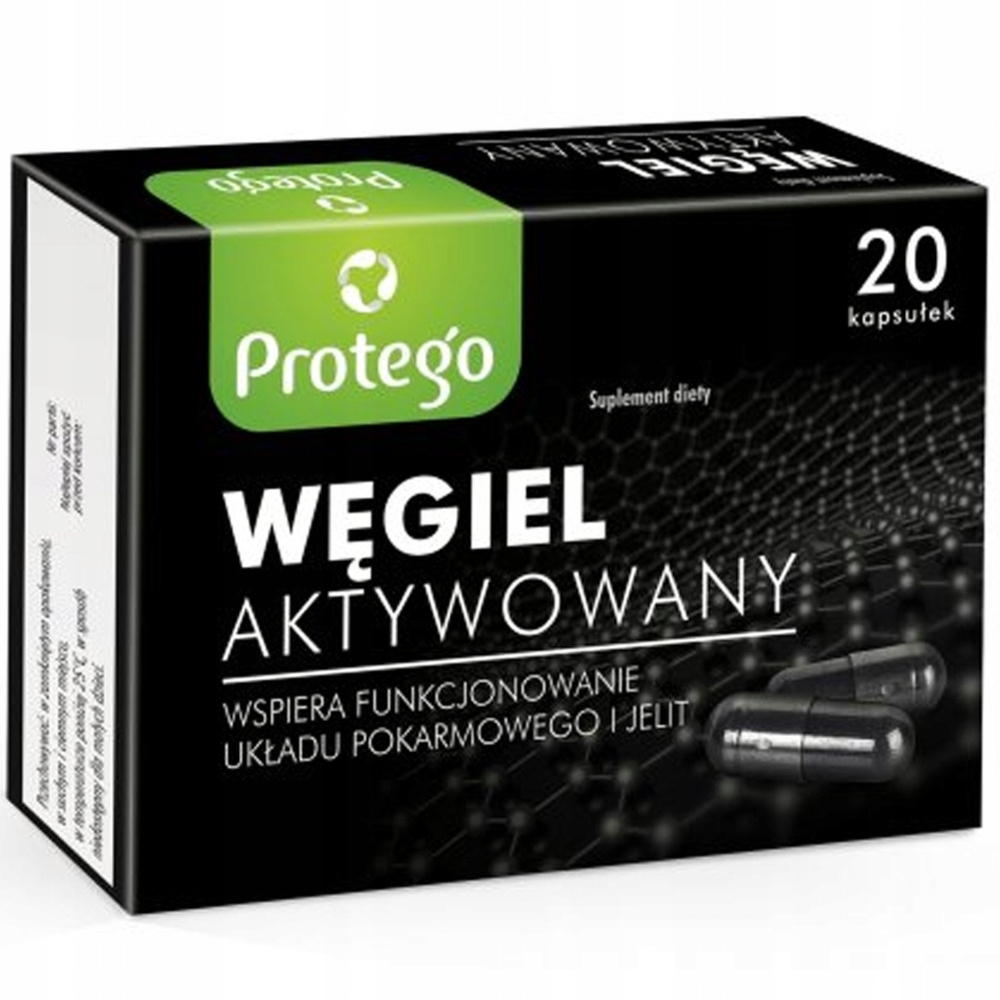 Protego Węgiel Aktywowany Suplement Diety Układ Pokarmowy 20 Kapsułek