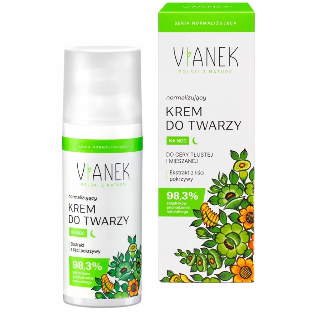Vianek Normalizujący Krem Do Twarzy Łagodzący Podrażnienia Na Noc 50ml