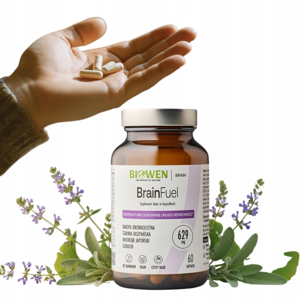 Biowen BrainFuel Suplement Wsparcie Układu Nerwowego Koncentracja 60 Kaps