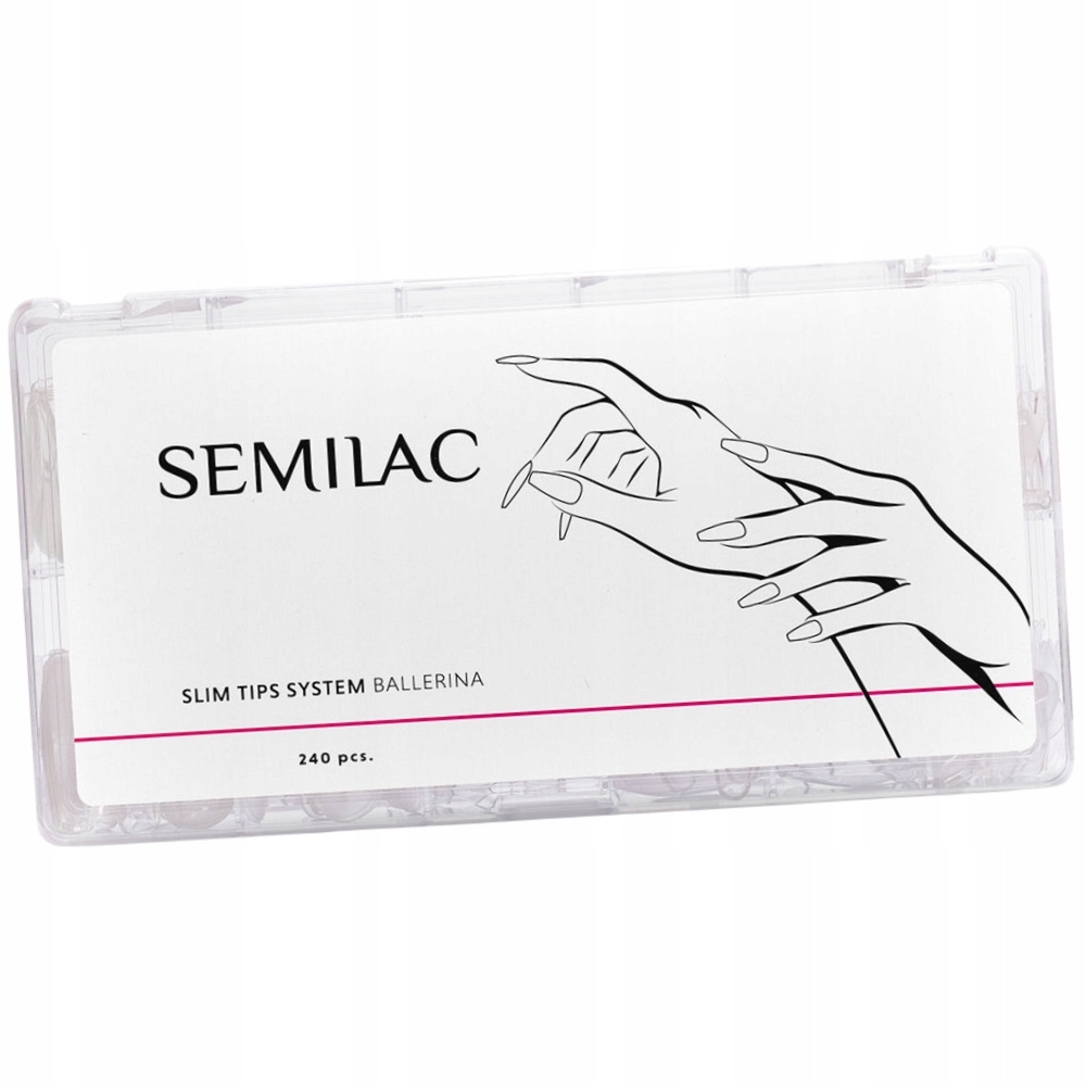 Semilac Slim Tips System Ballerina Tipsy Kwadrat 12 Rozmiarów 240 sztuk