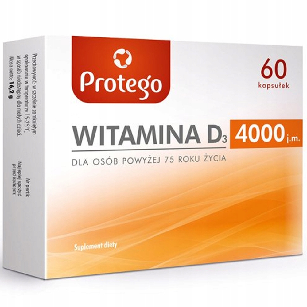 Protego Witamina D3 4000 Suplement Diety Zdrowe Kości Zęby 60 Kapsułek