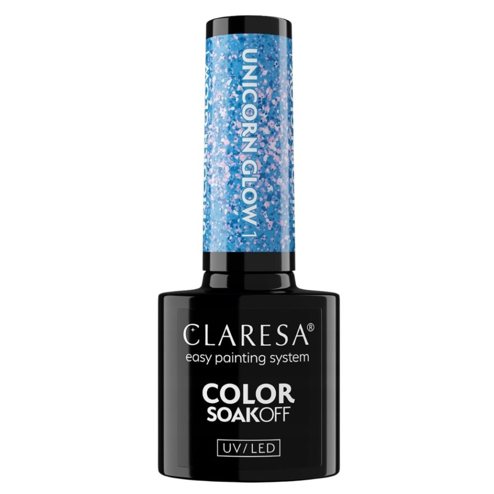 Claresa Lakier Hybrydowy Do Paznokci Niebieski Drobinki Unicorn Glow 1 5g