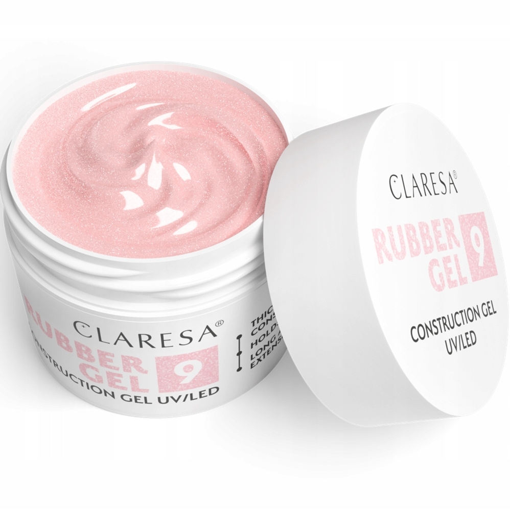 Claresa Rubber Gel Żel Konstrukcyjny Kauczukowy UV/LED 9 Róż Drobinkami 12g