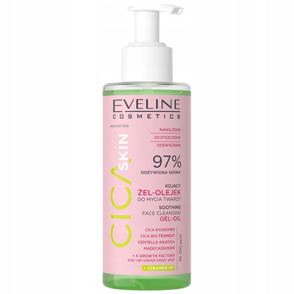 Eveline Cica Skin Kojący Żel Olejek Do Mycia Twarzy i Demakijażu 145ml