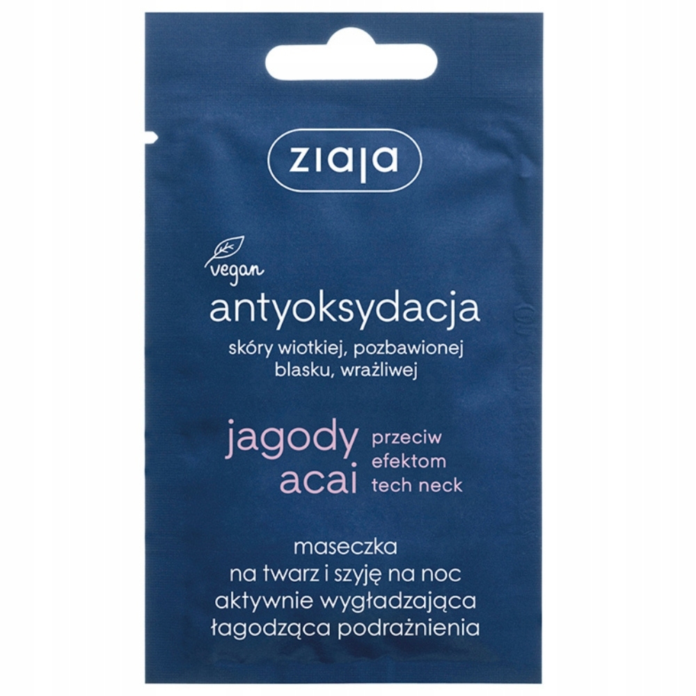 Ziaja Jagody Acai Nawilżająca Maseczka Do Twarzy Cera Wrażliwa Szara 7ml