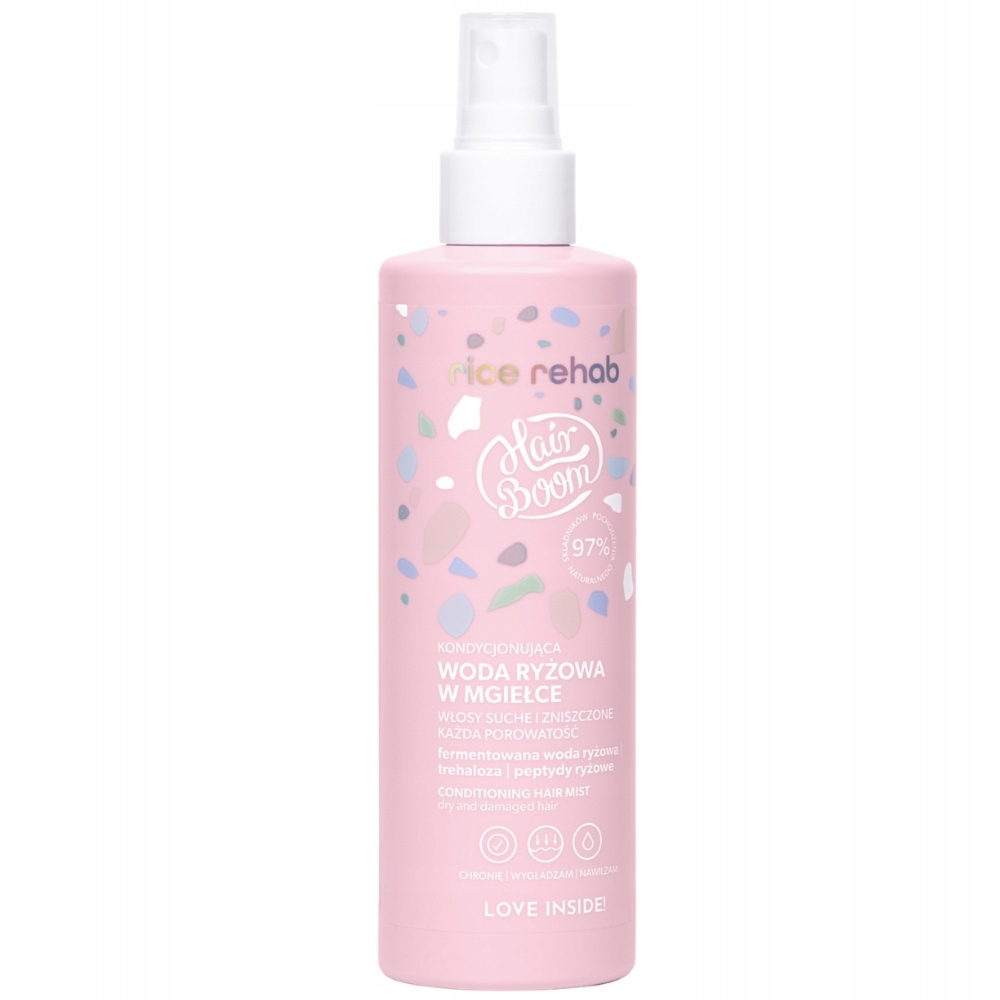 HairBoom Rice Rehab Woda Ryżowa Nawilżająca Mgiełka Do Włosów Suchych 200ml