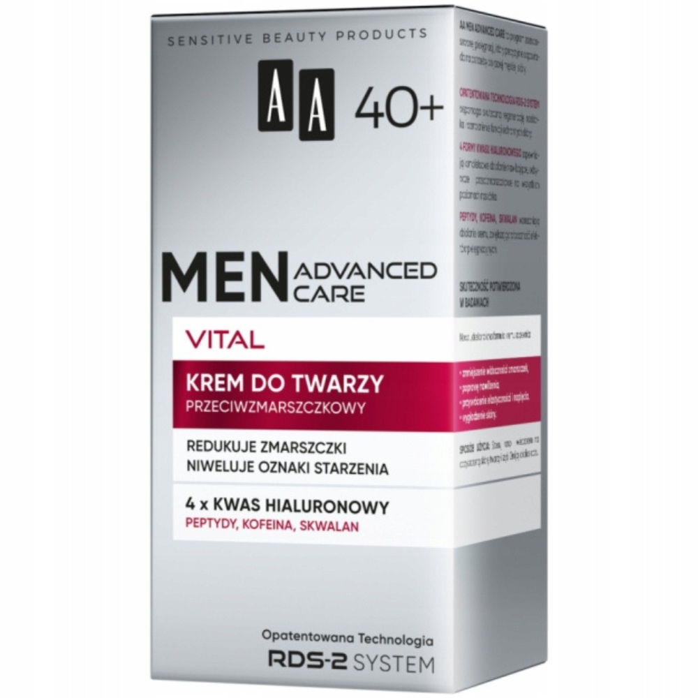 AA Men Advanced Care Vital Przeciwzmarszczkowy Krem Do Twarzy 40+ 50ml