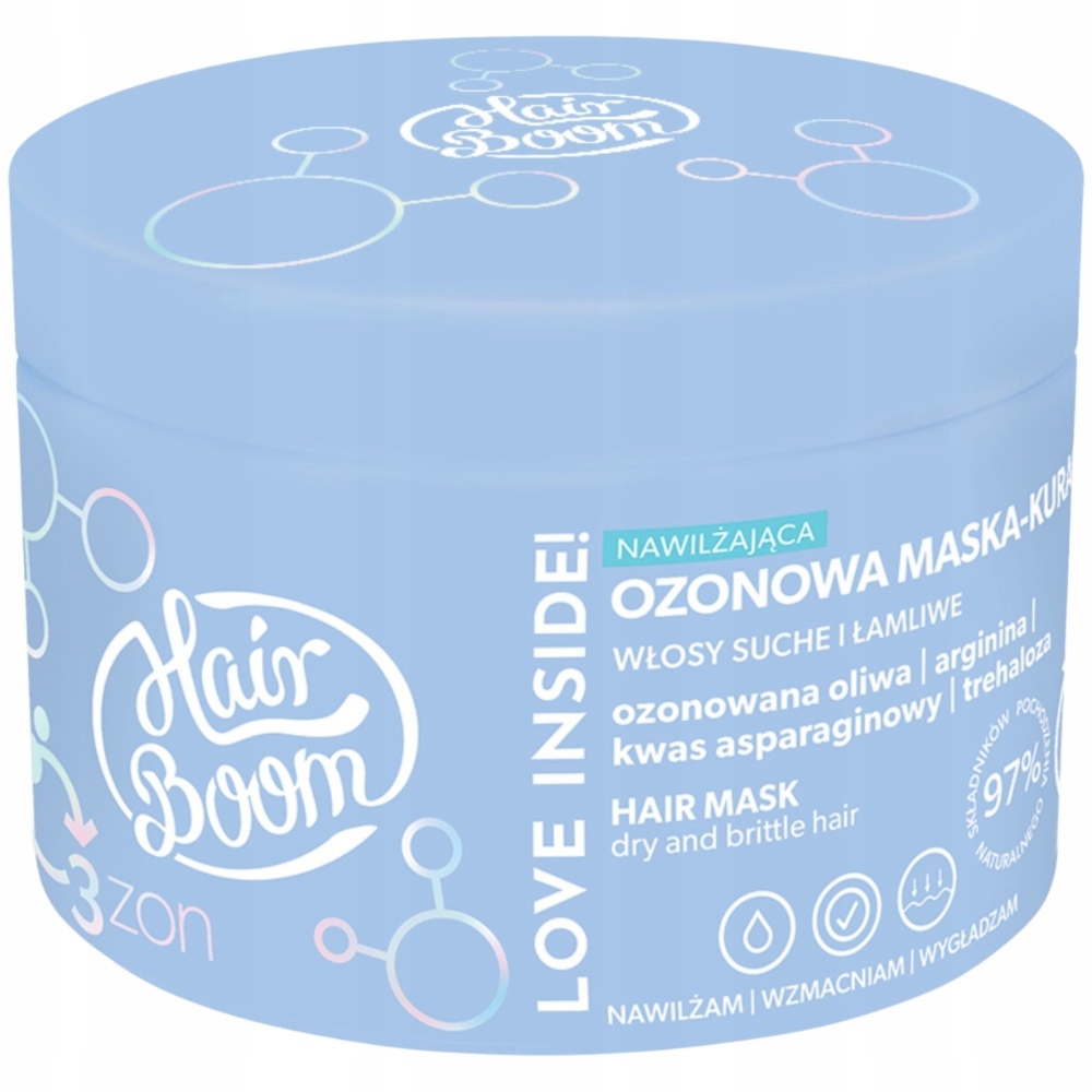 HairBoom O3ZON Kuracja Nawilżająca Maska Do Włosów Suchych Łamliwych 225ml