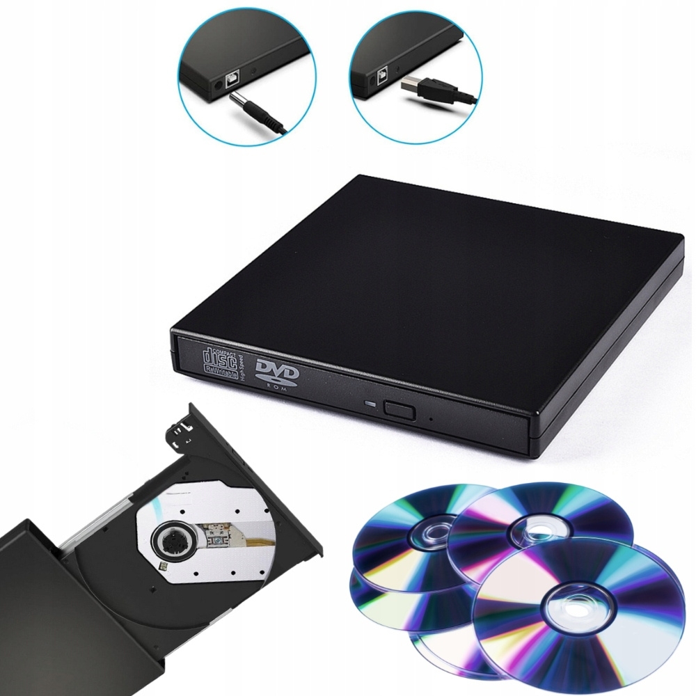 CoolStaff Napęd Zewnętrzny Odtwarzacz Płyt CD DVD USB Przenośny Do Laptopa Komputera