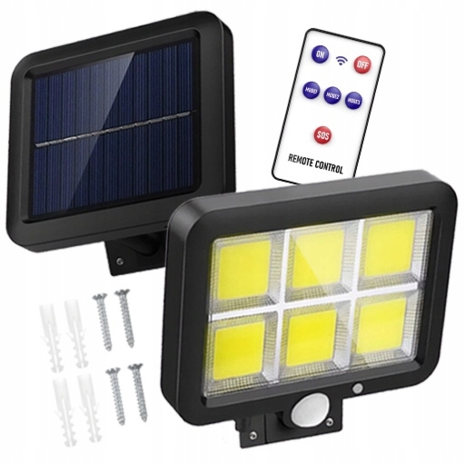 Lampa Solarna Halogenowa Czujnik Ruchu 100 LED + Pilot + Zestaw Montażowy SL-F120