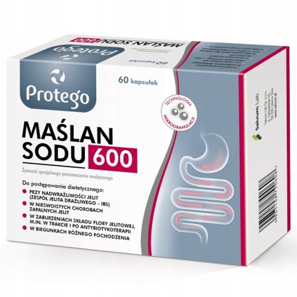 Protego Maślan Sodu 600 Suplement Diety Nadwrażliwość Jelit 60 Kapsułek