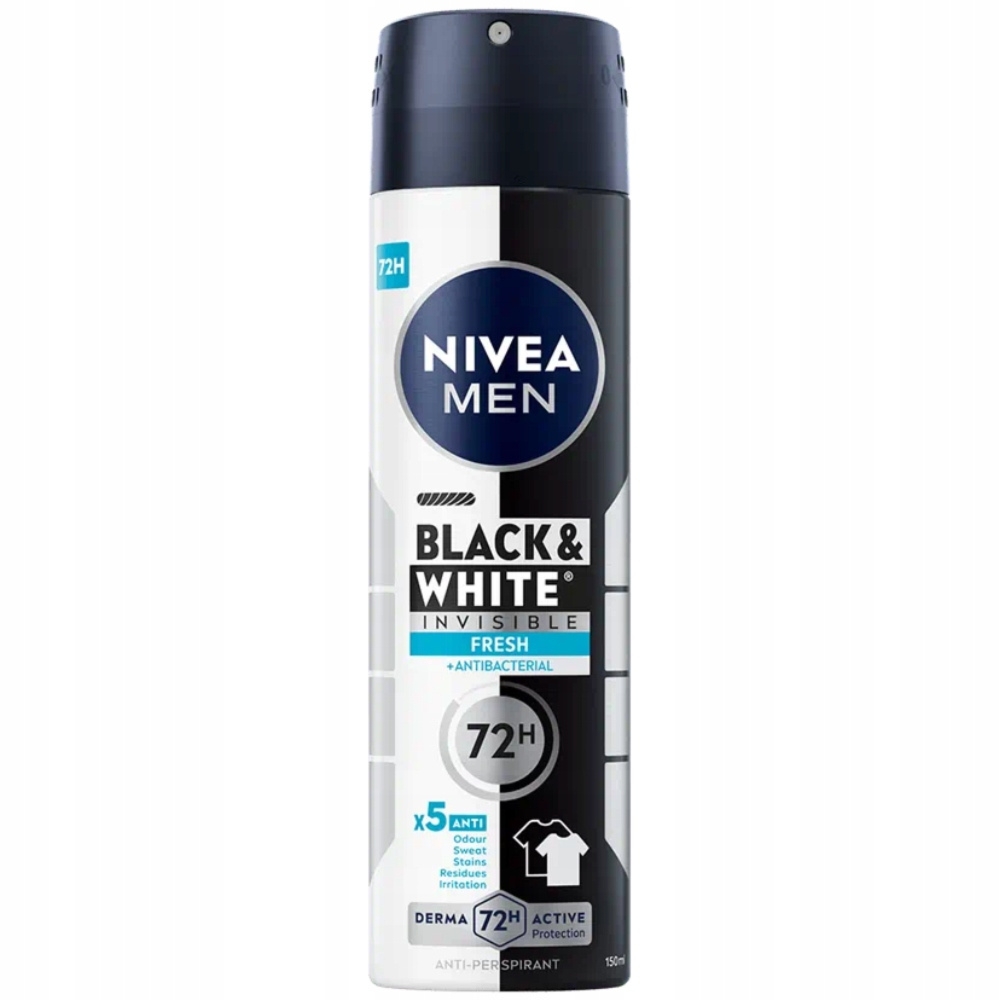 Nivea Men Black White Invisible Fresh 72H Antyperspirant Męski Spray 150ml