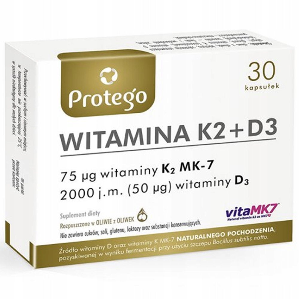 Protego Witamina K2+D3 MAX Suplement Diety Zdrowe Kości Zęby 60 Kapsułek