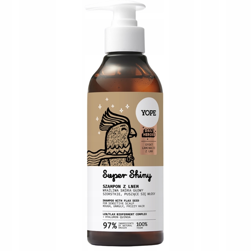 Yope Daily Heroes Szampon Do Włosów i Wrażliwej Skóry Len Super Shiny 300ml