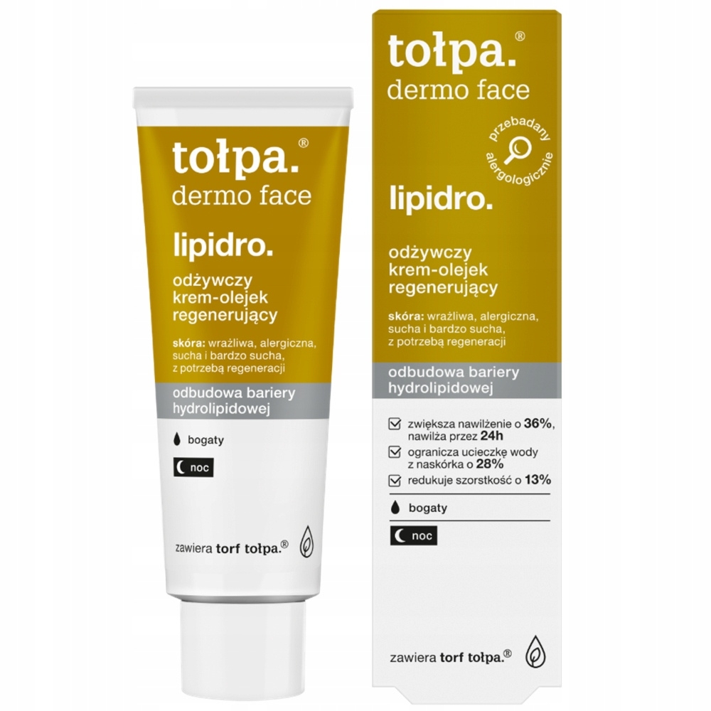 Tołpa Dermo Face Lipidro. Odżywczy Olejek Krem Do Twarzy Regenerujący Na Noc 40ml