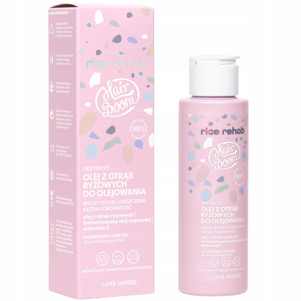 HairBoom Rice Rehab Odżywczy Olej Do Olejowania Włosów Otręby Ryżowe 100ml