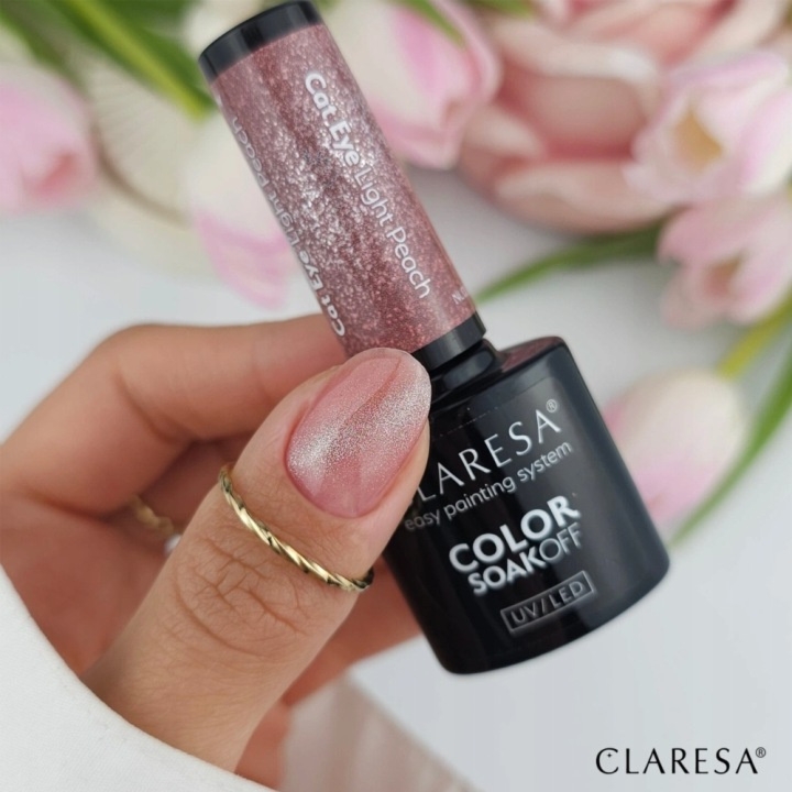 Claresa Lakier Hybrydowy Do Paznokci Nude Glow Cat Eye Light Peach 5g